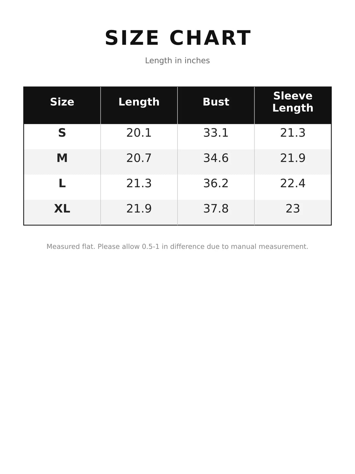 Cold-shoulder hoodie, size chart