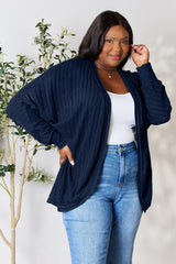 Trendsi Basic Bae Full Size Ribbed Cocoon Cardigan - Shirts