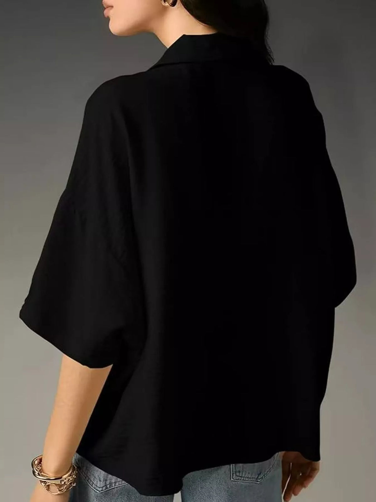 Half-sleeve blouse, black back