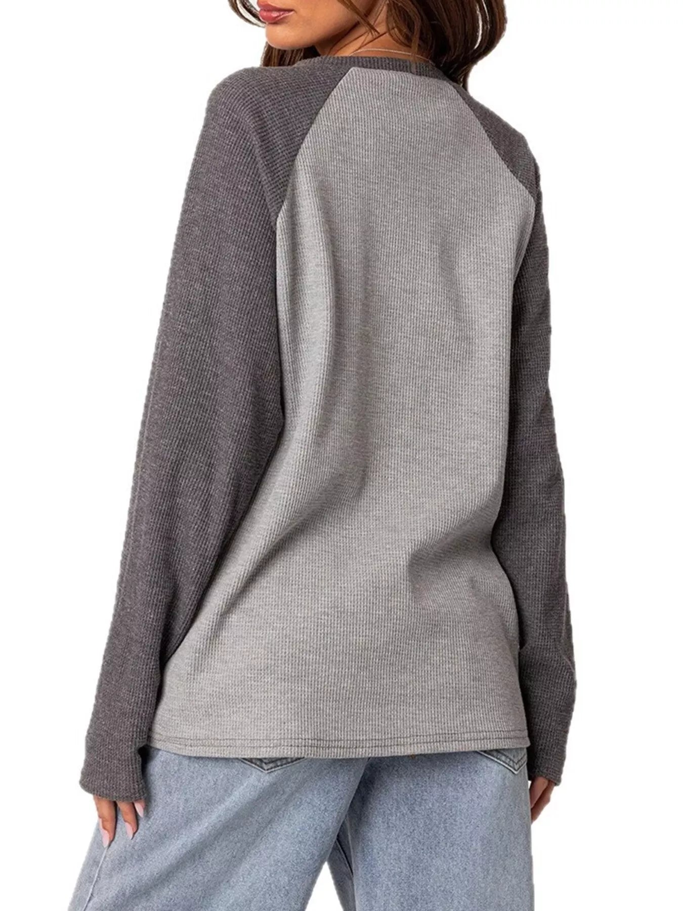 Trendsi Color-Block Raglan Long Sleeve T-Shirt -