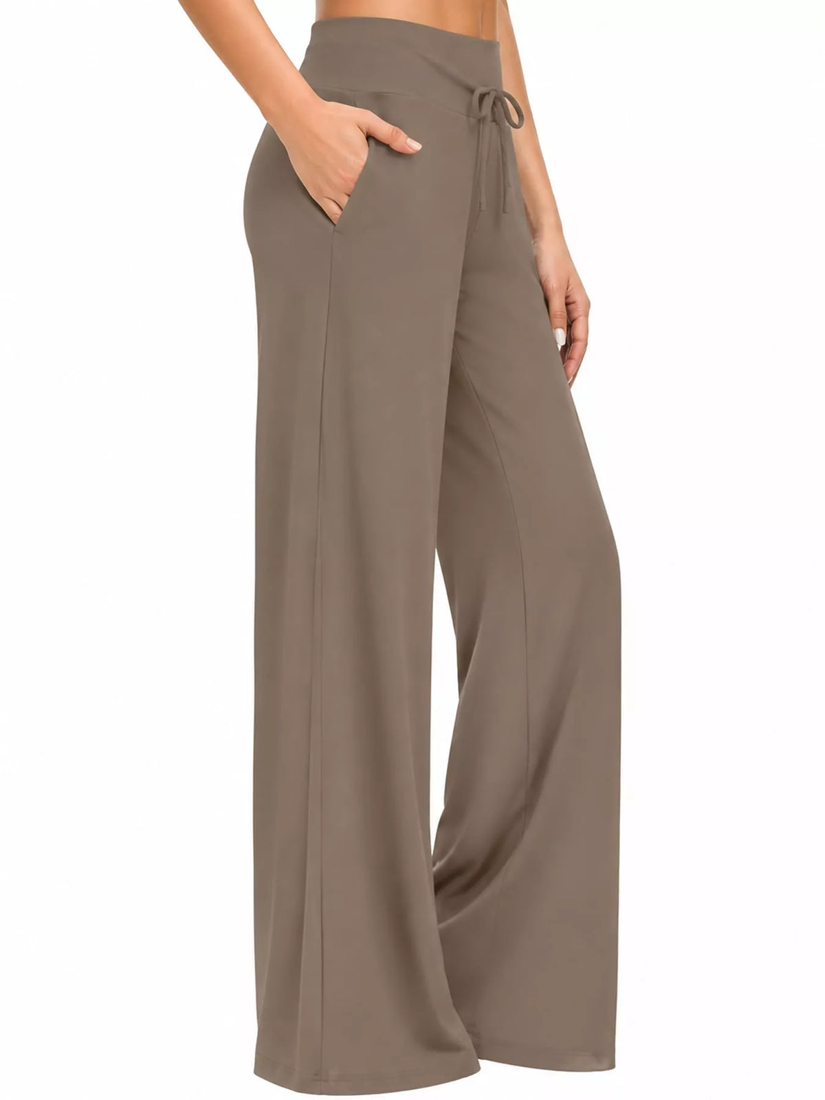 Wide-leg lounge pants, taupe side