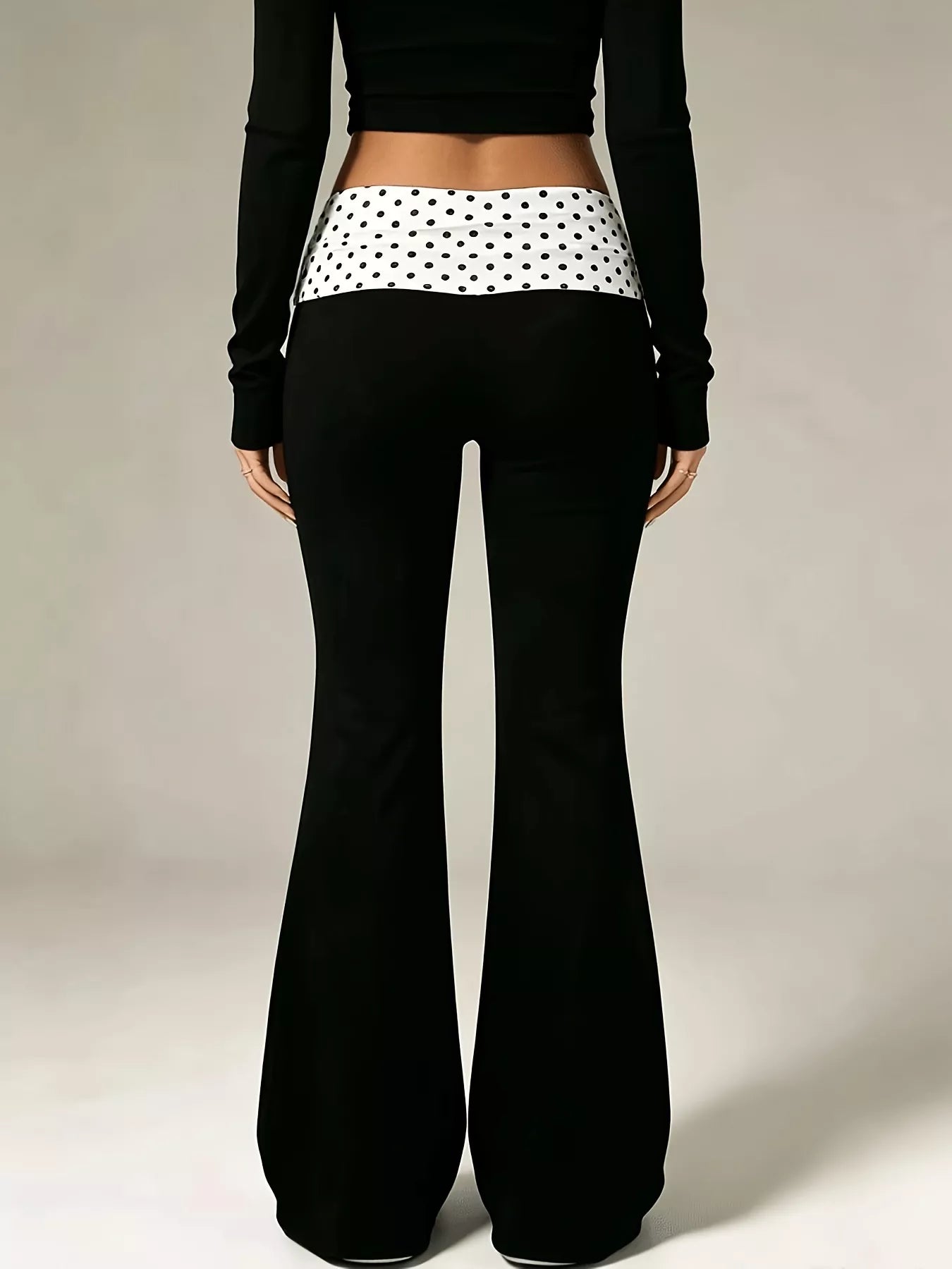 Women's high-waisted polka dot flare pants