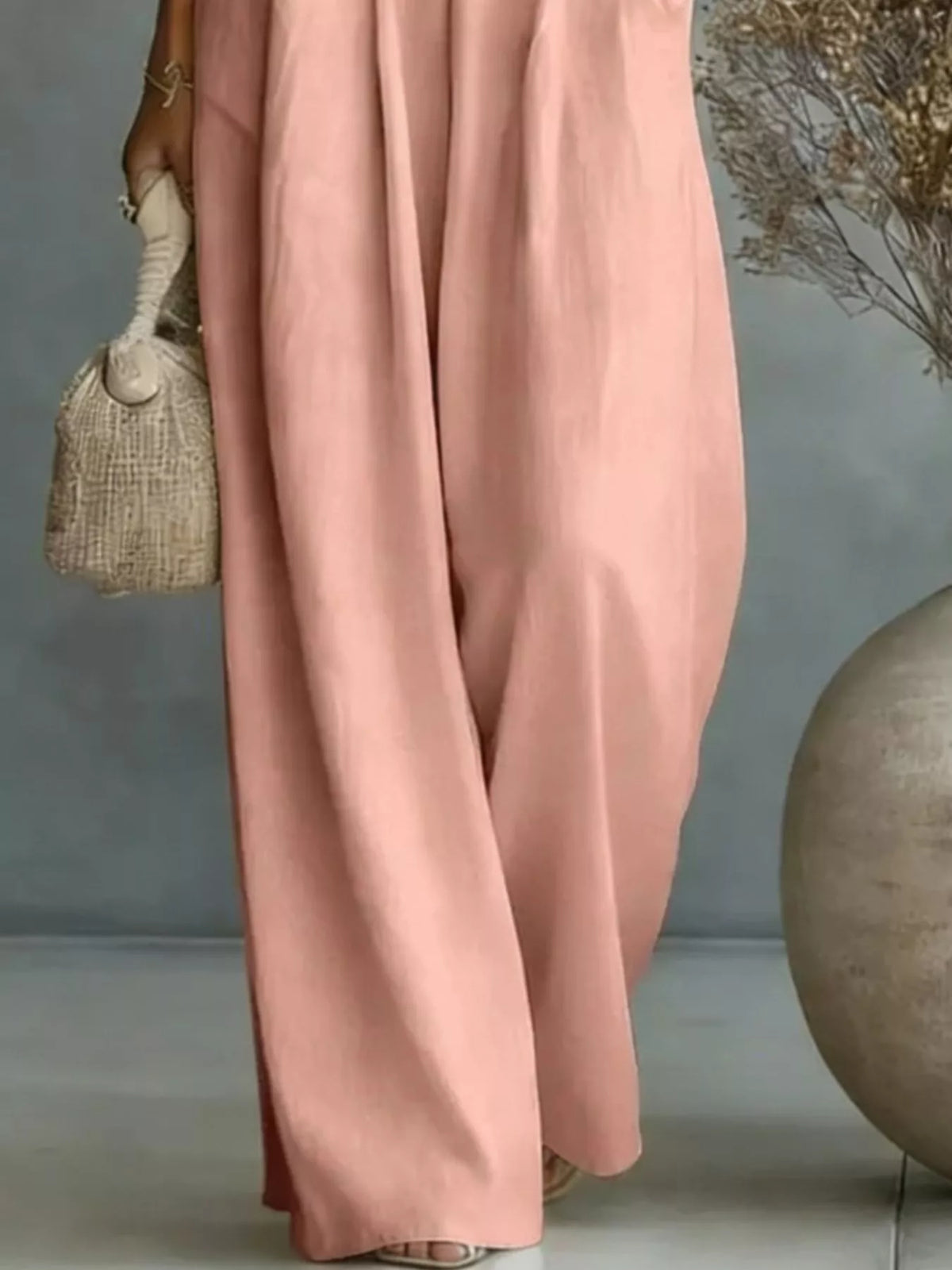 Trendsi Full Size Half Sleeve Wide-Leg Jumpsuit Plus Size -