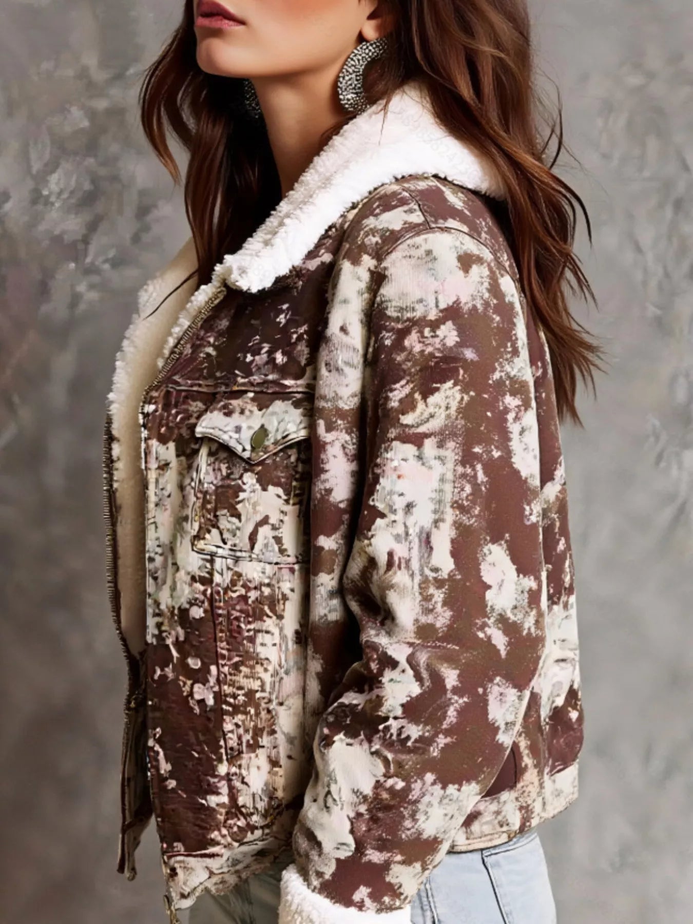 Trendsi Sherpa-Lined Zip Up Jacket -