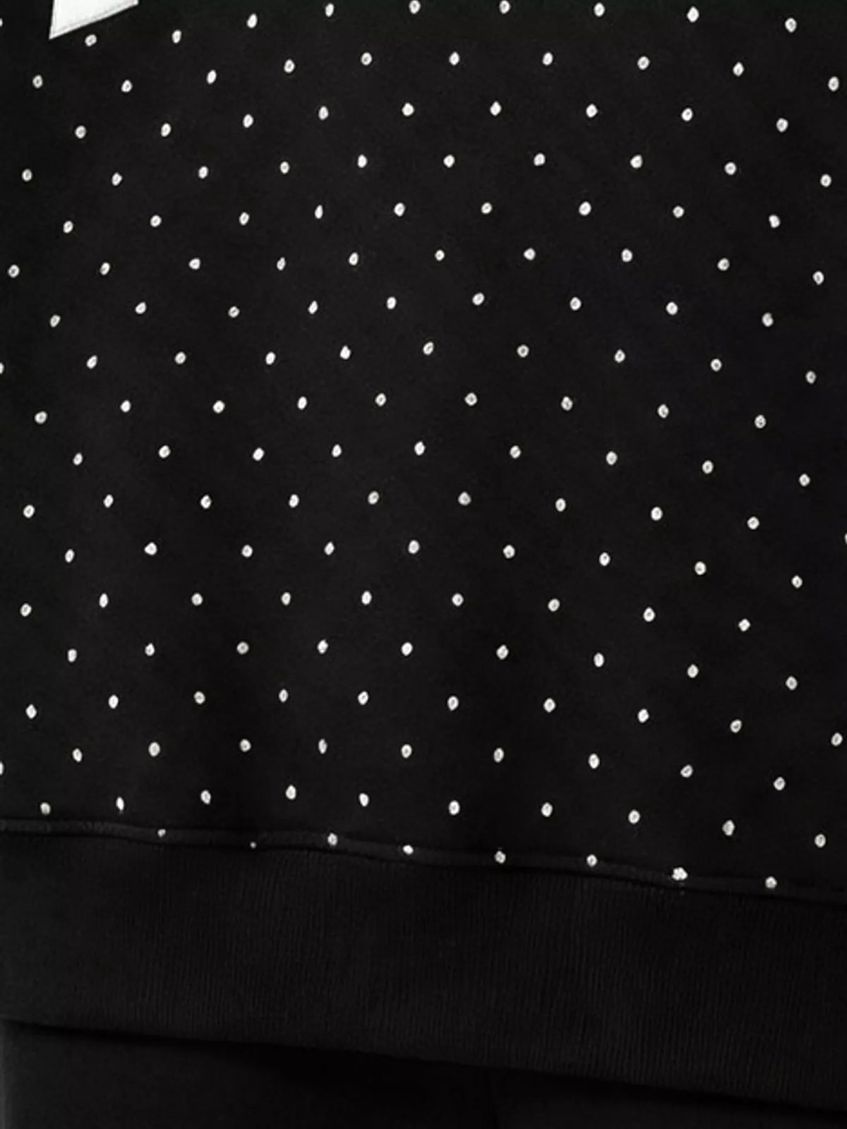 Black polka dot letter graphic sweatshirt, polka dot and hem detail