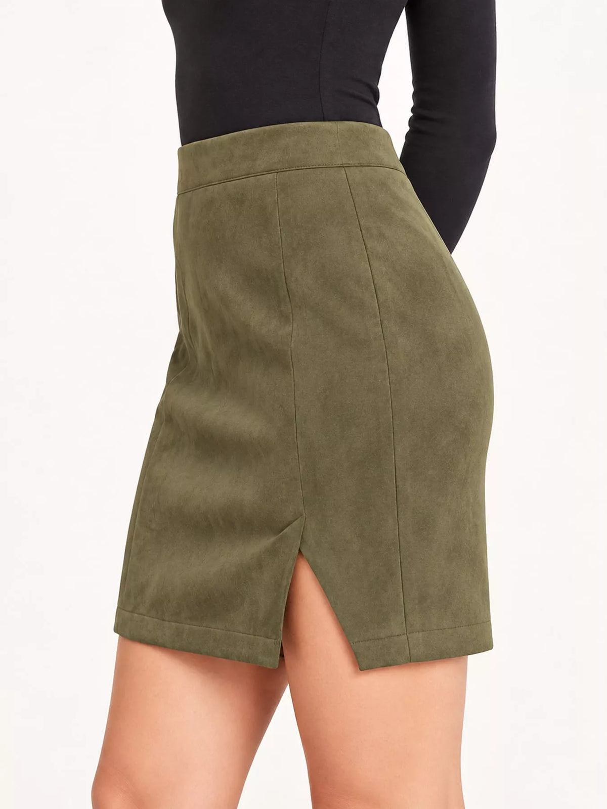 Zip-up mini skirt, olive side