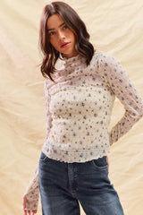 Trendsi SO ME Floral Print Textured Long Sleeve Knit Top -