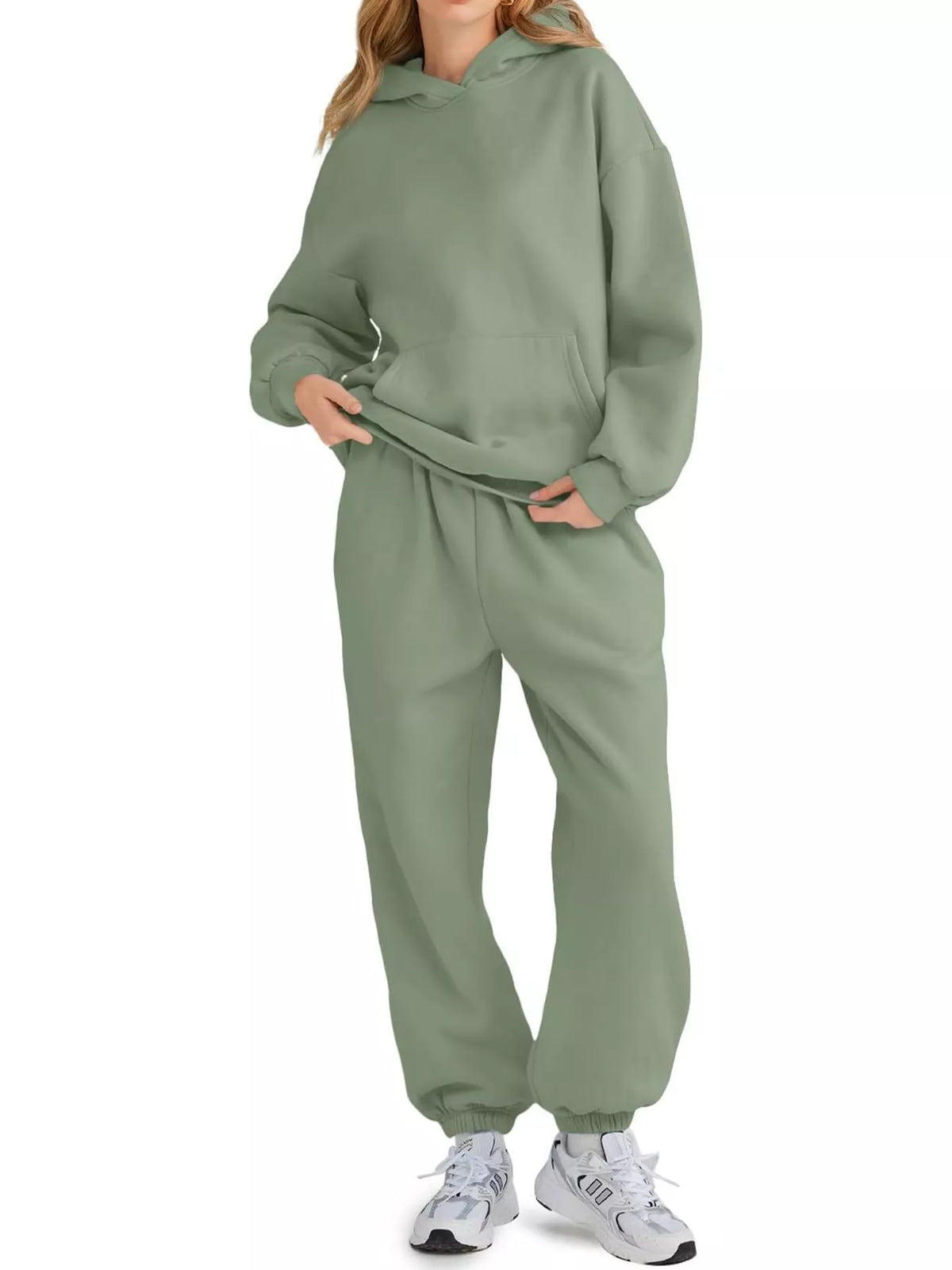 Kangaroo Pocket Hoodie and Joggers Set — front view