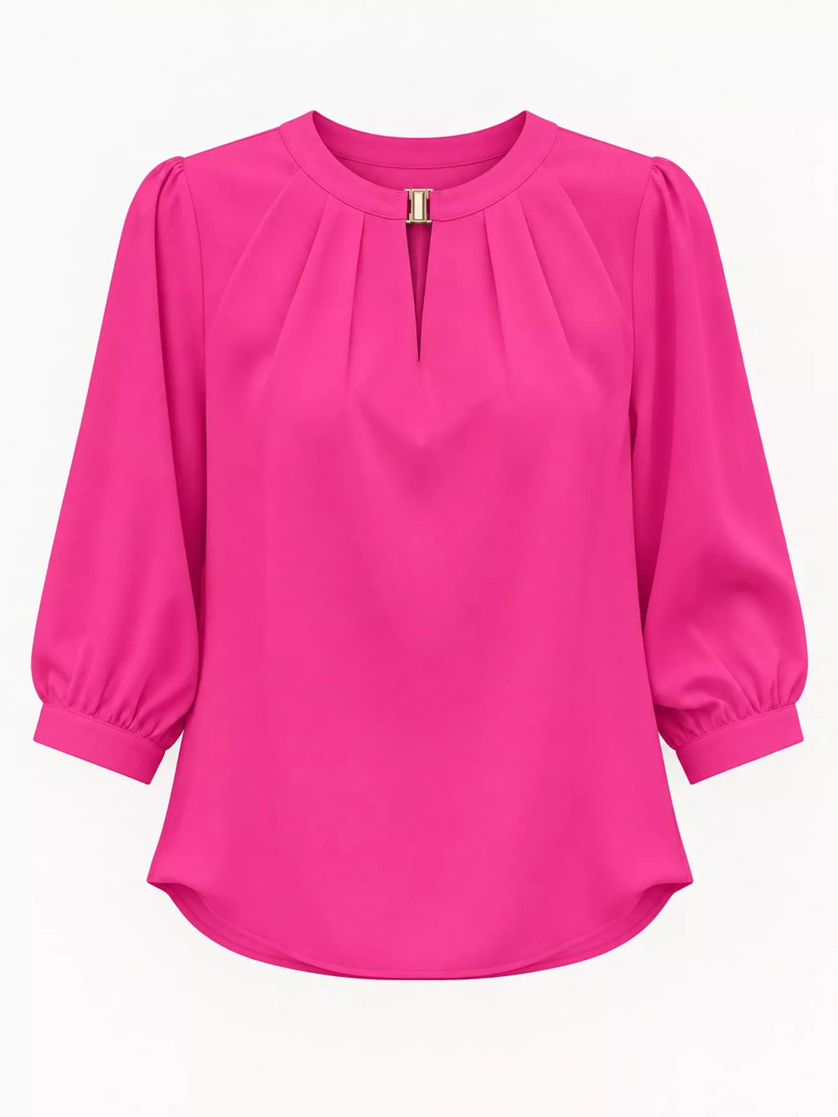 V-Neck Metal Buckle Detail Blouse in pink