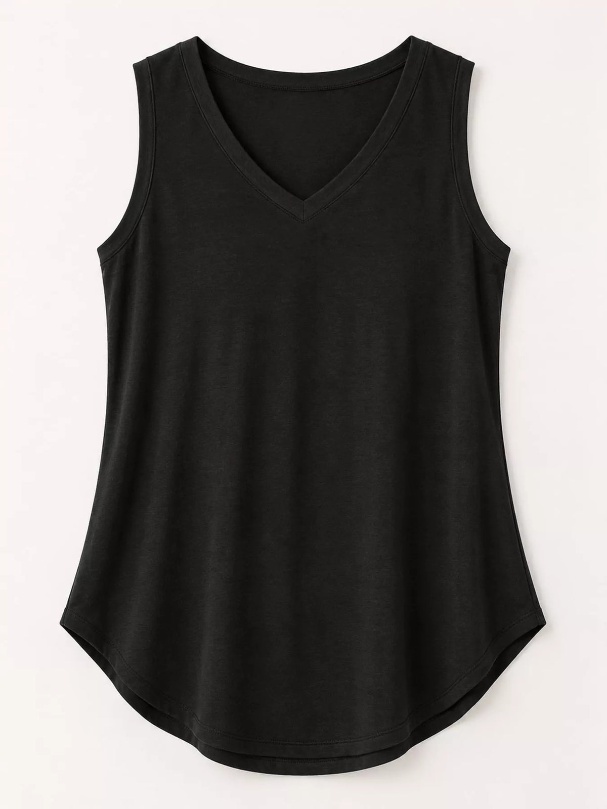 Black v-neck loose fit tank top