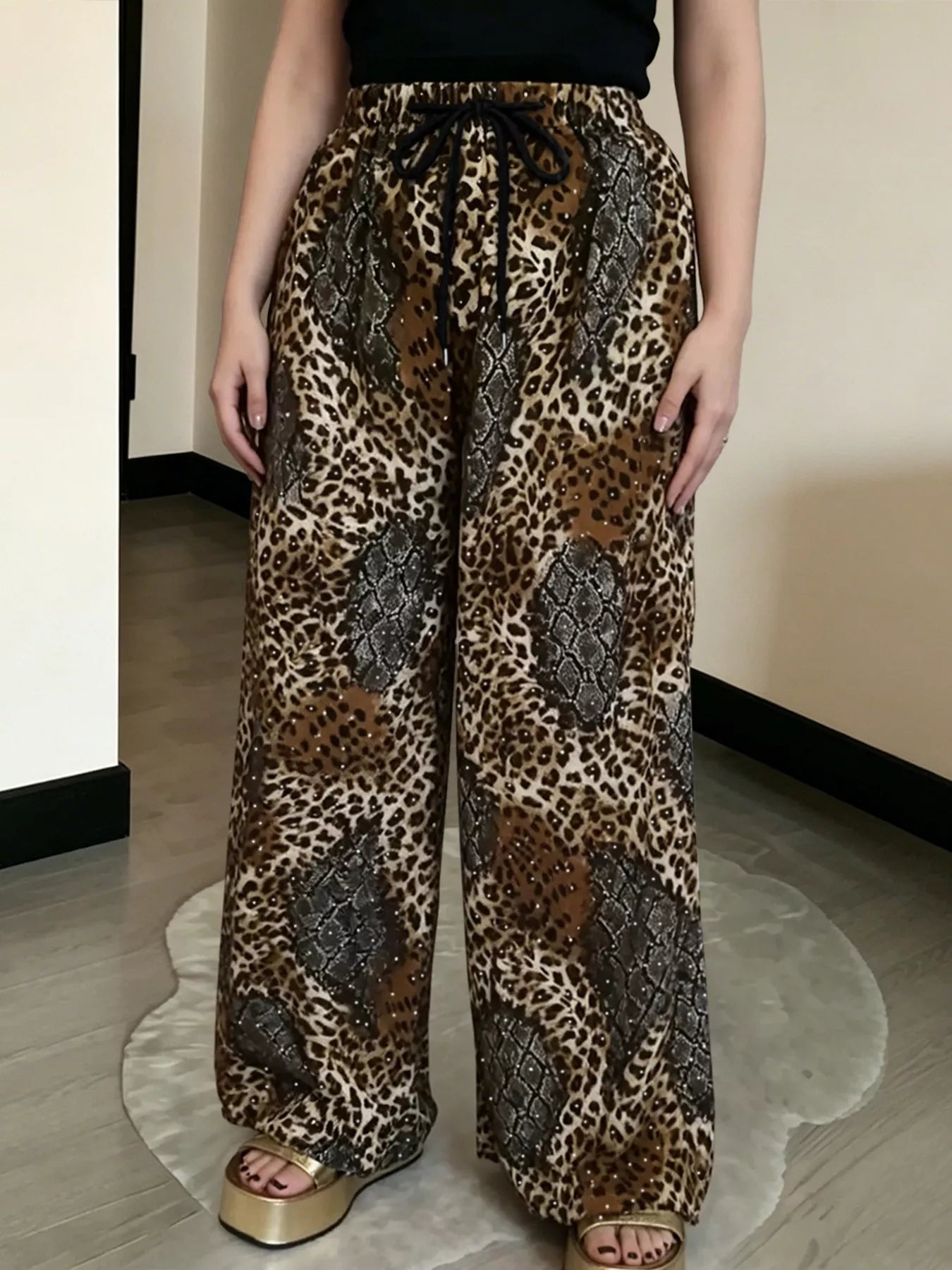 Trendsi Drawstring Wide-Leg Pants -