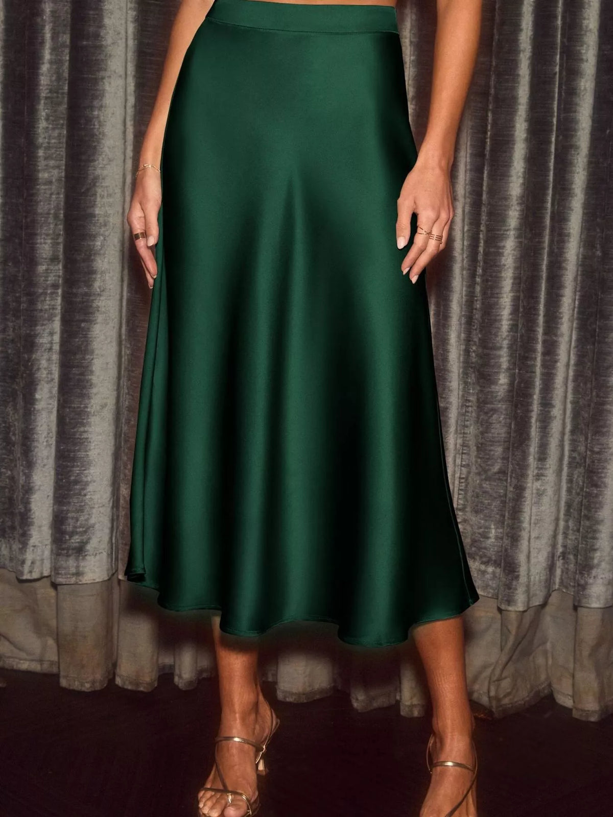 Trendsi Satin Midi Skirt -