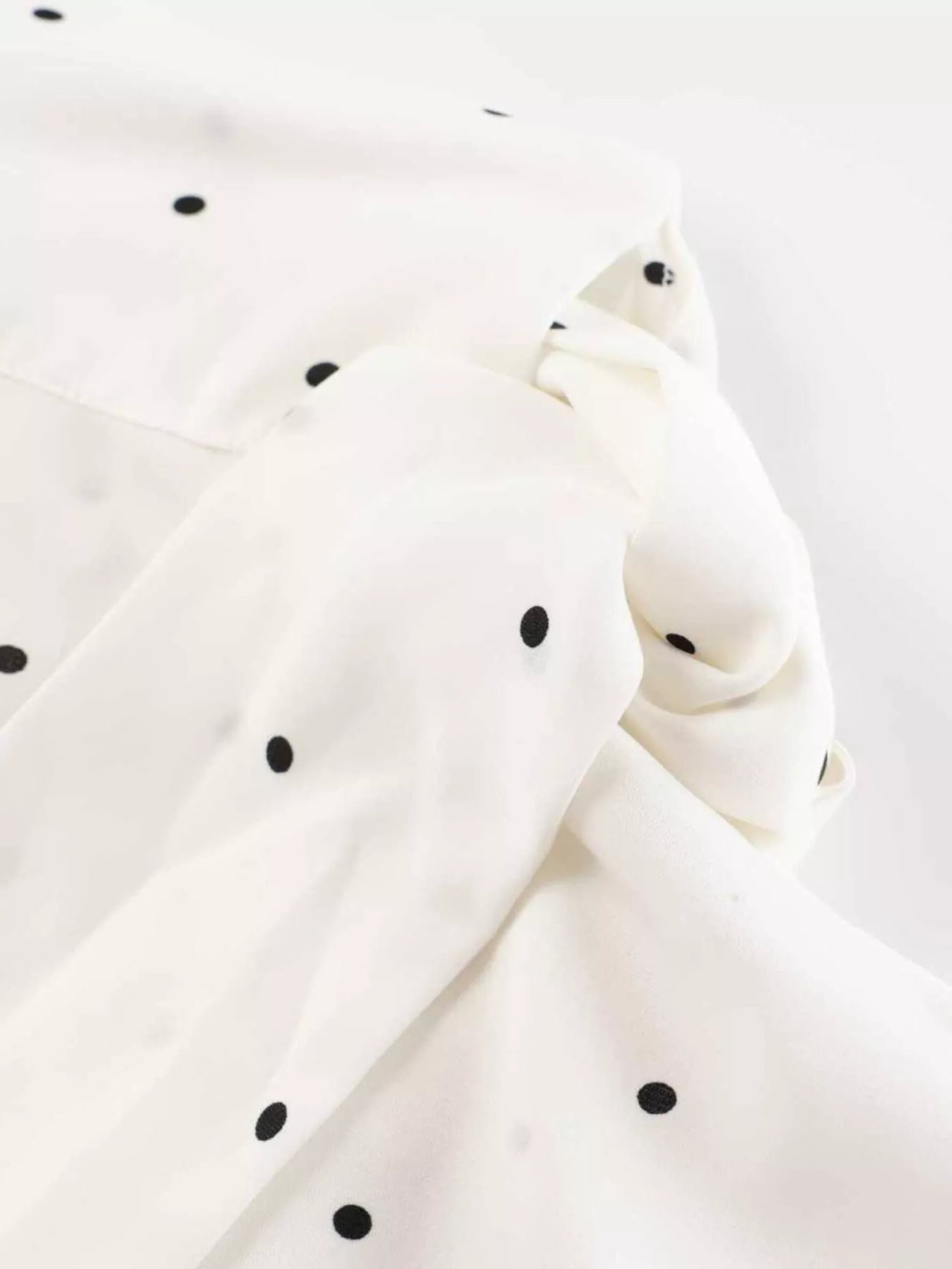 Trendsi Polka Dot Silk Blouse with Scarf Neck Tie -