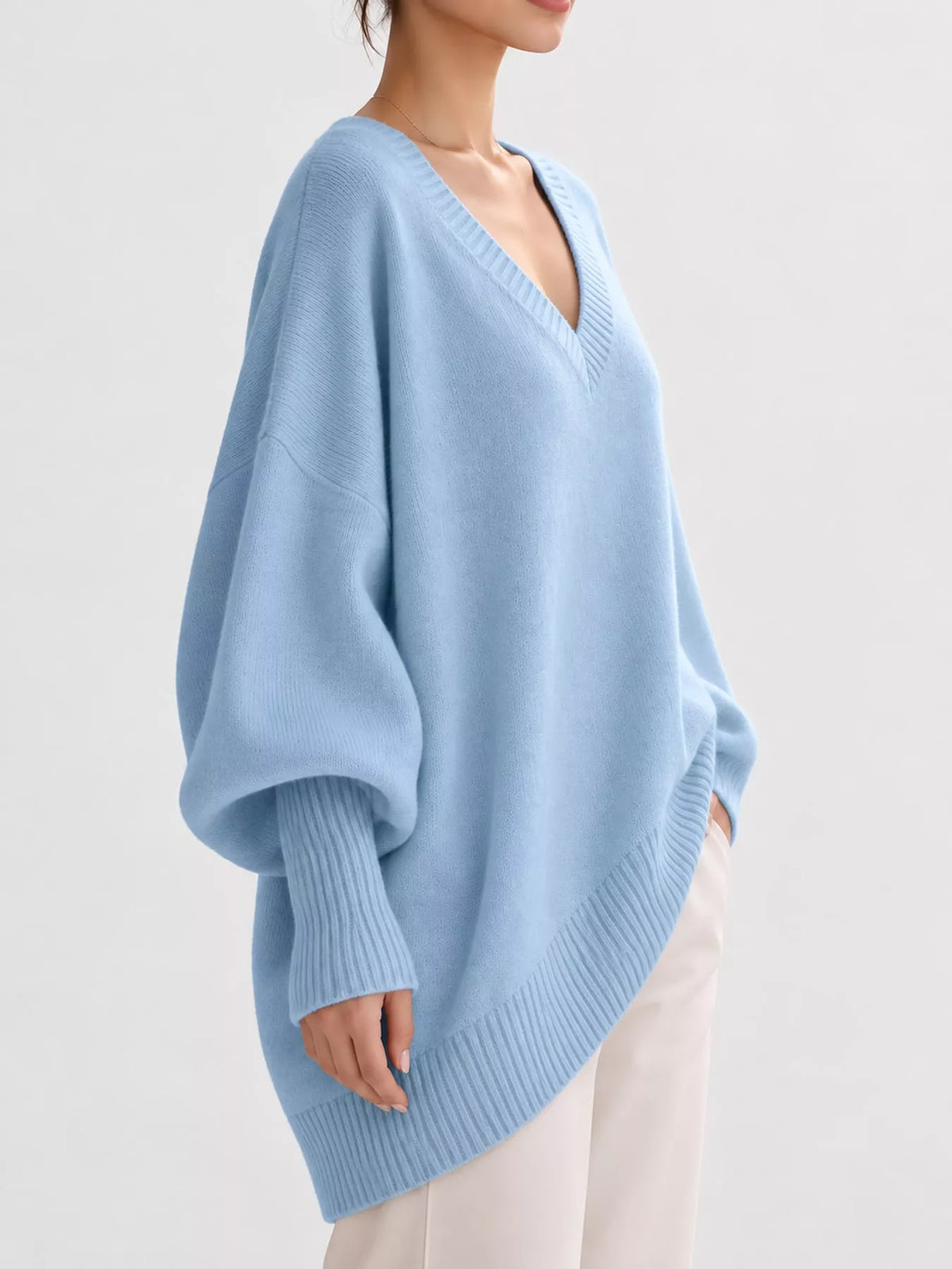 Batwing sweater, light blue side