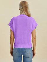 Trendsi Double Take Full Size Mock Neck Short Sleeve Sweater -