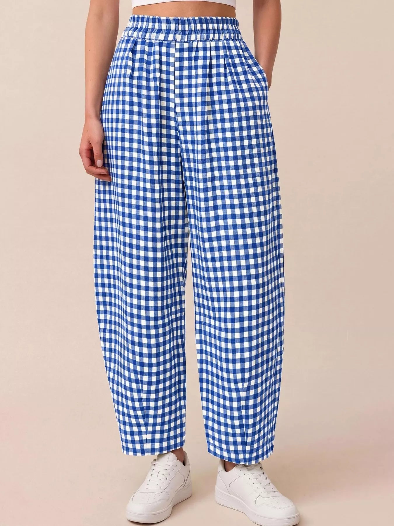 Trendsi Gingham Wide-Leg Casual Pants -
