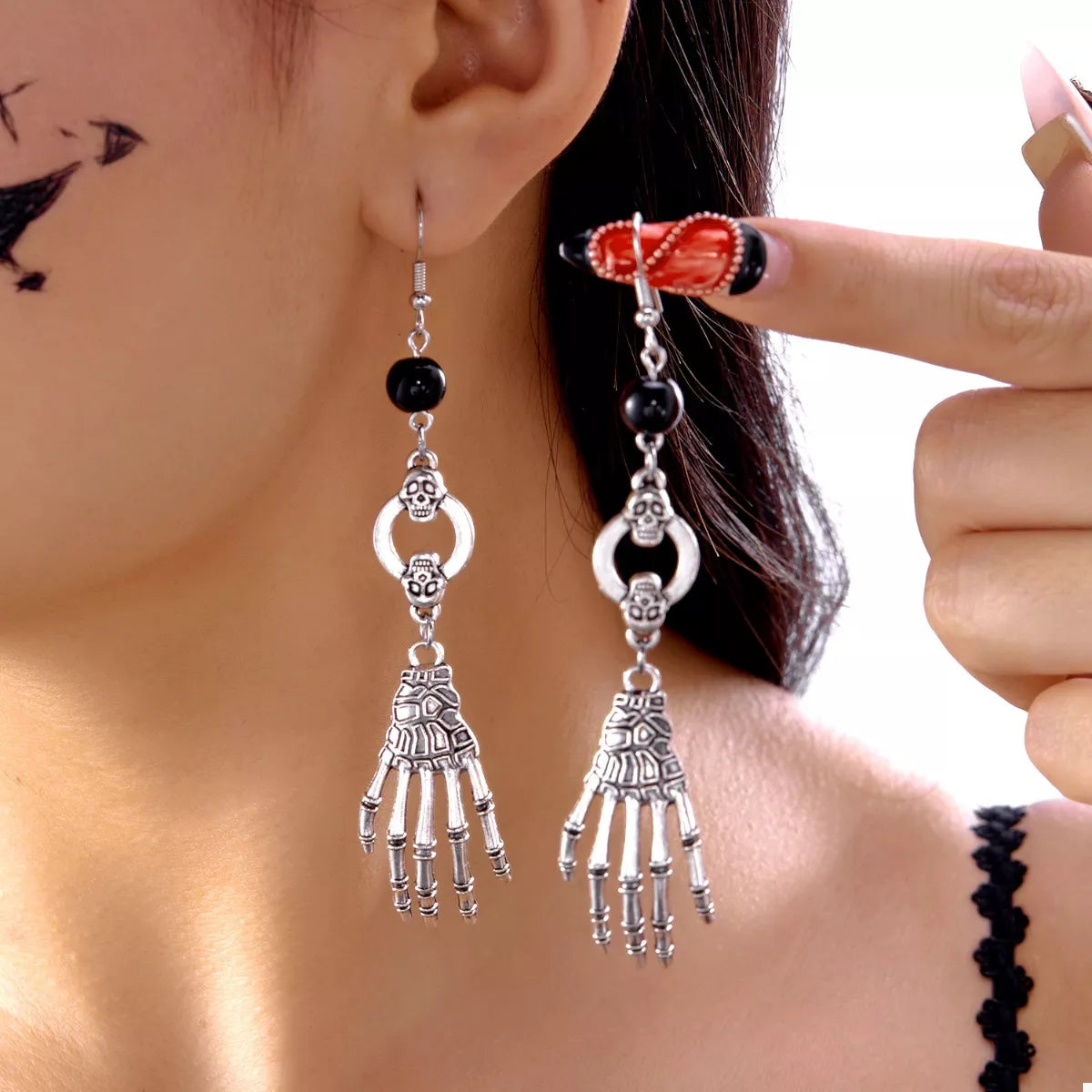Trendsi Halloween Skeleton Hand Drop Earrings -