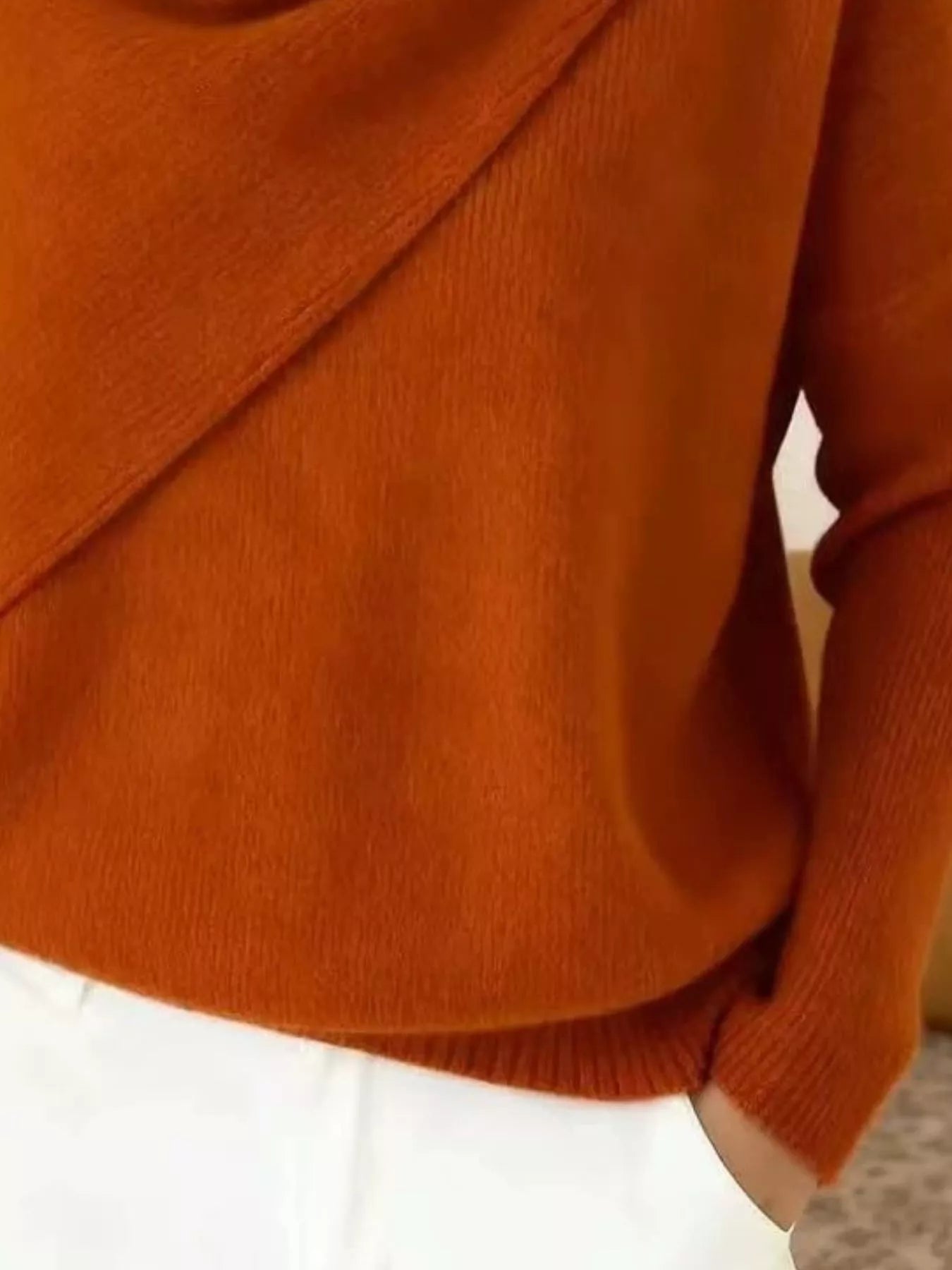 Trendsi Full Size Solid Color Cowl Neck Sweater Plus Size -