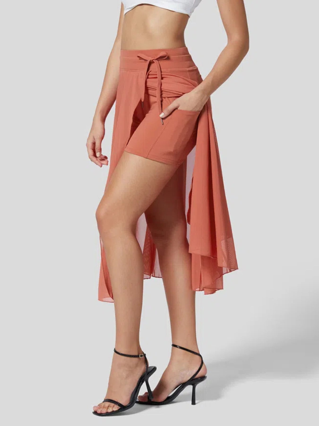 Trendsi Slit Flowy Skirt with Shorts Liner -
