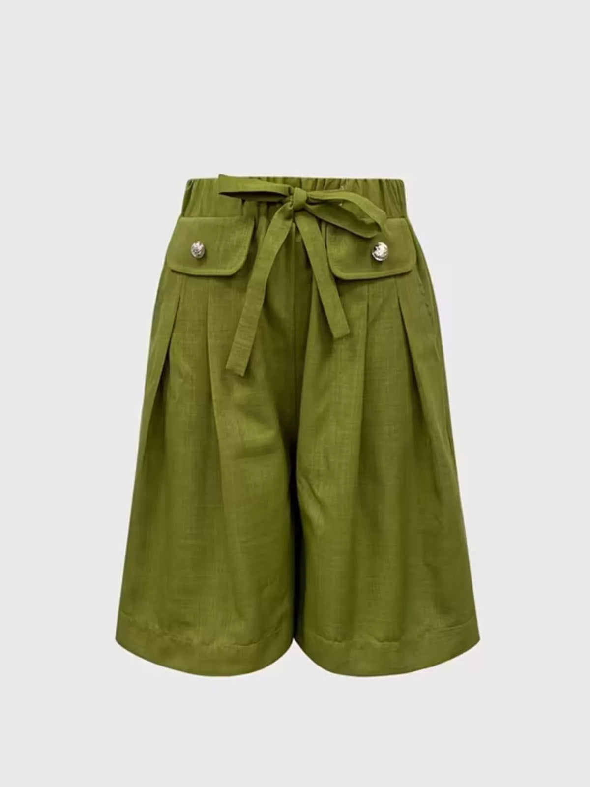 Olive green drawstring shorts