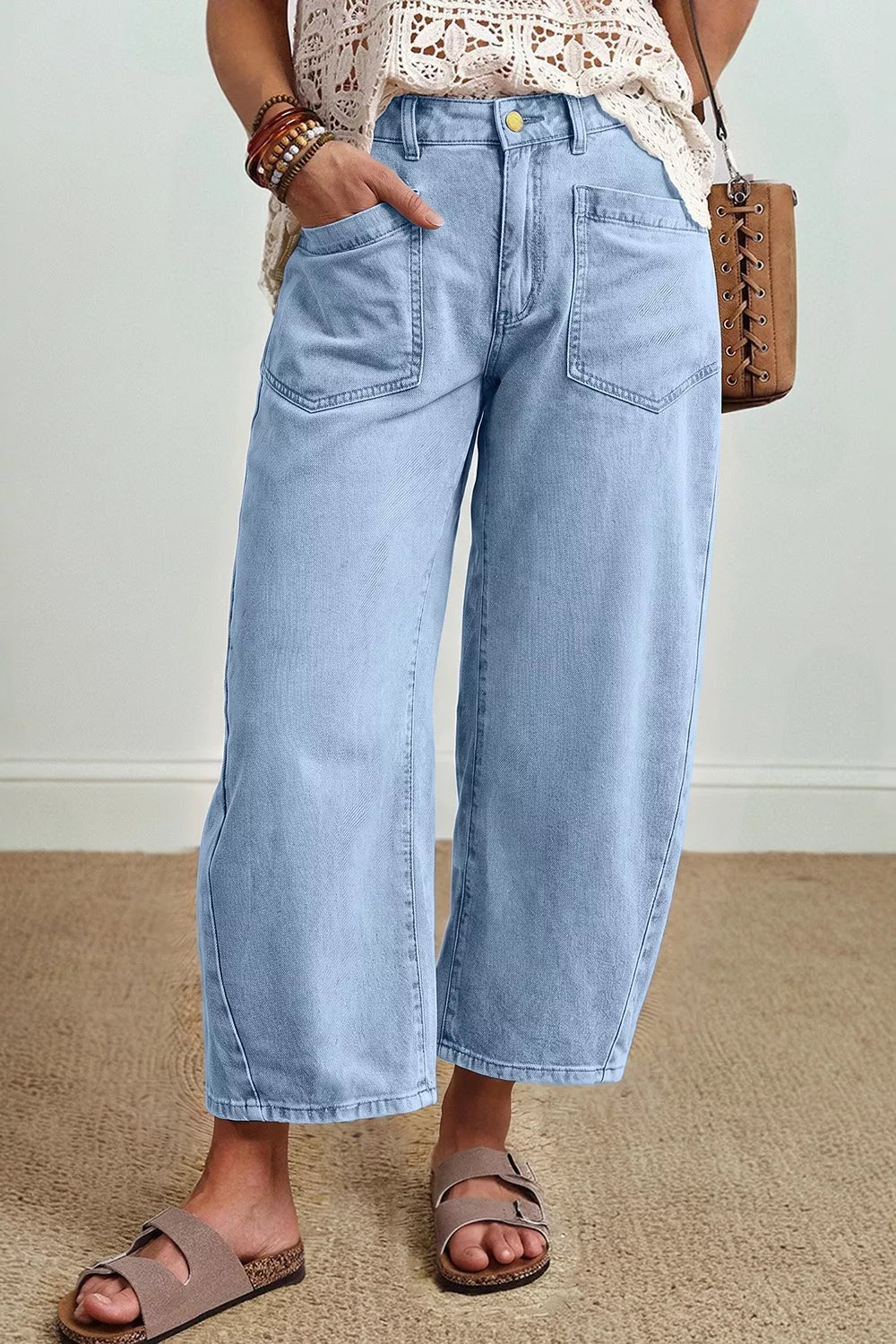 Trendsi Wide Leg Cropped Jeans -