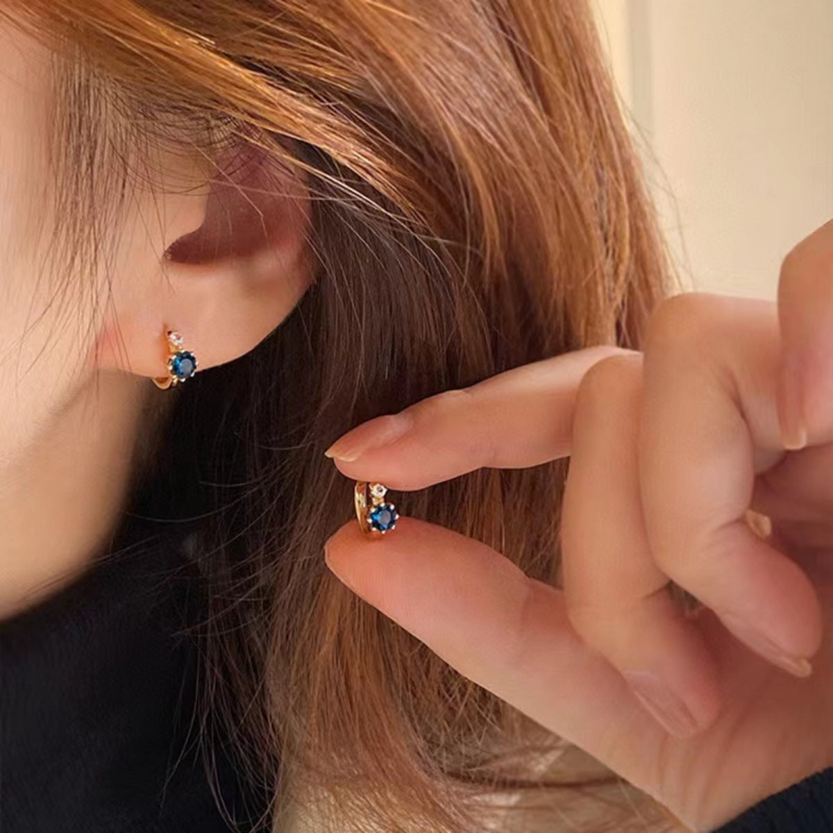 Trendsi 925 Sterling Silver Zircon Hoop Earrings -