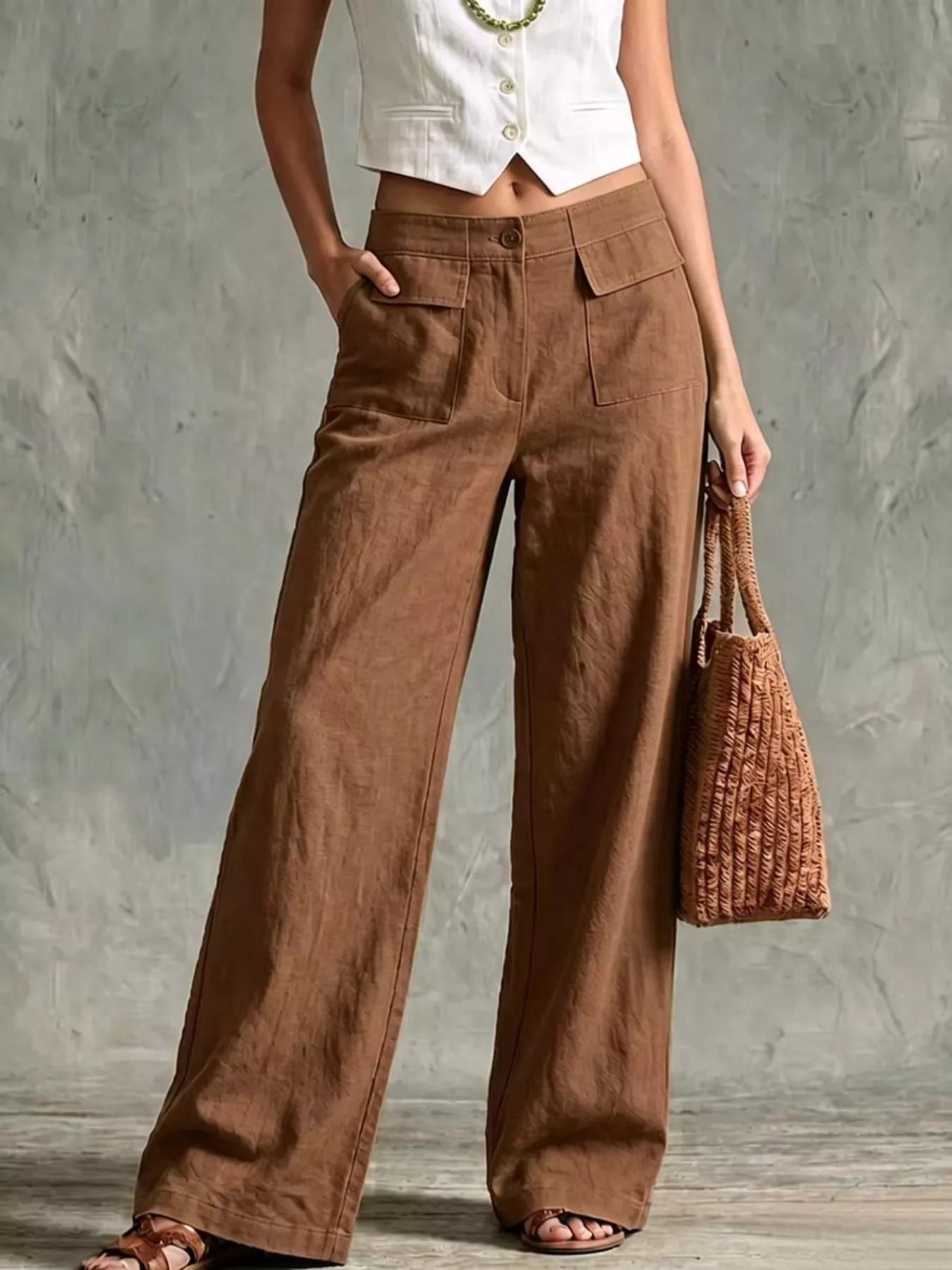 Trendsi Full Size Wide Leg Pants Plus Size -