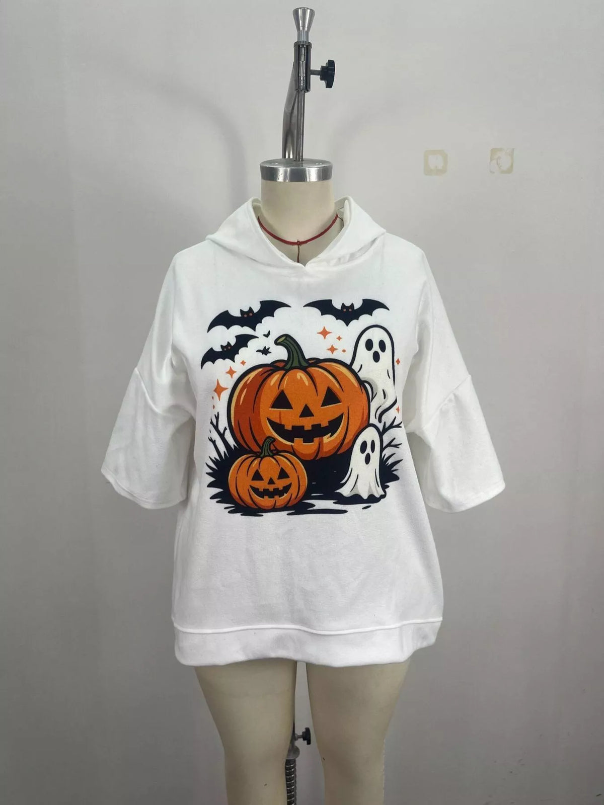 White oversized halloween pumpkin ghost hoodie