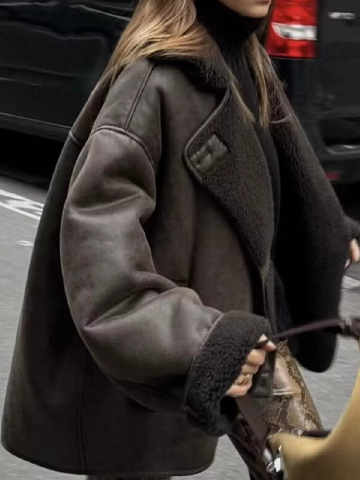 Sherpa-collar jacket, brown side