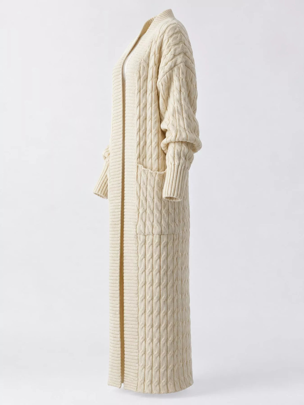 Off White cable-knit longline open-front cardigan