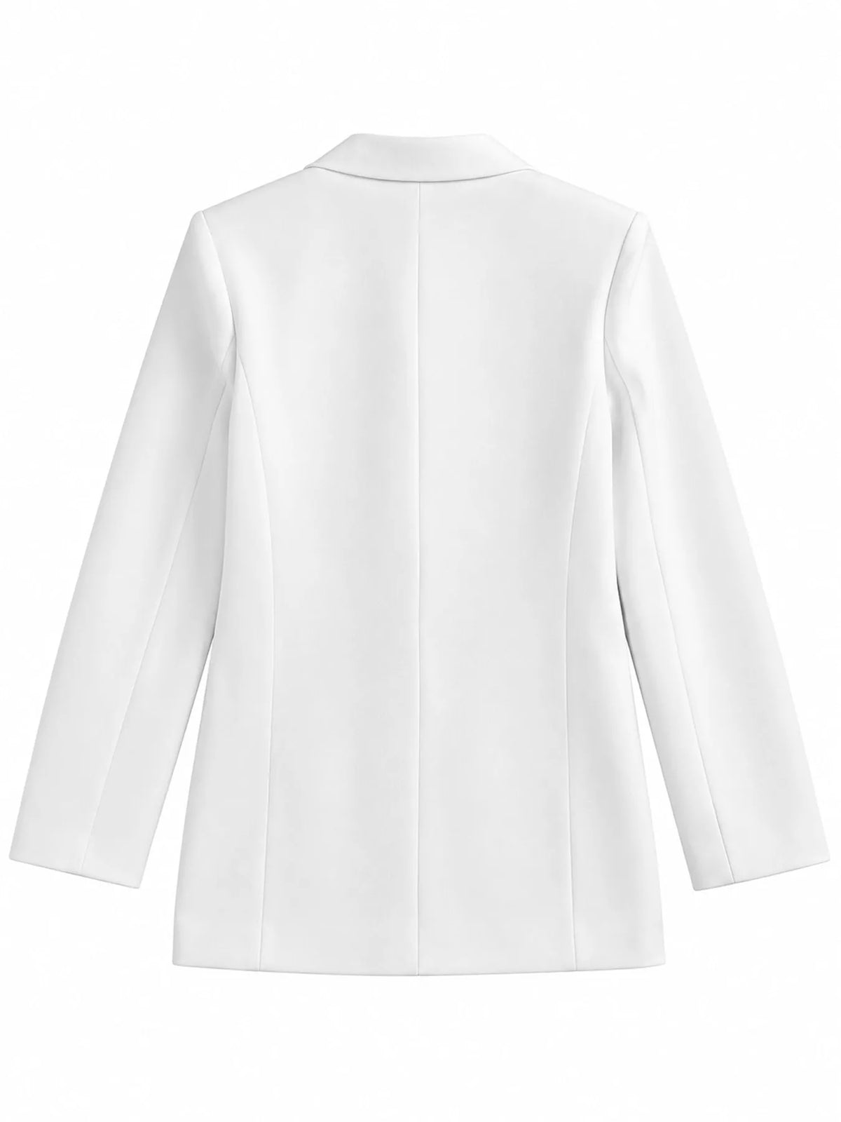 White double-breasted lapel collar blazer, back view