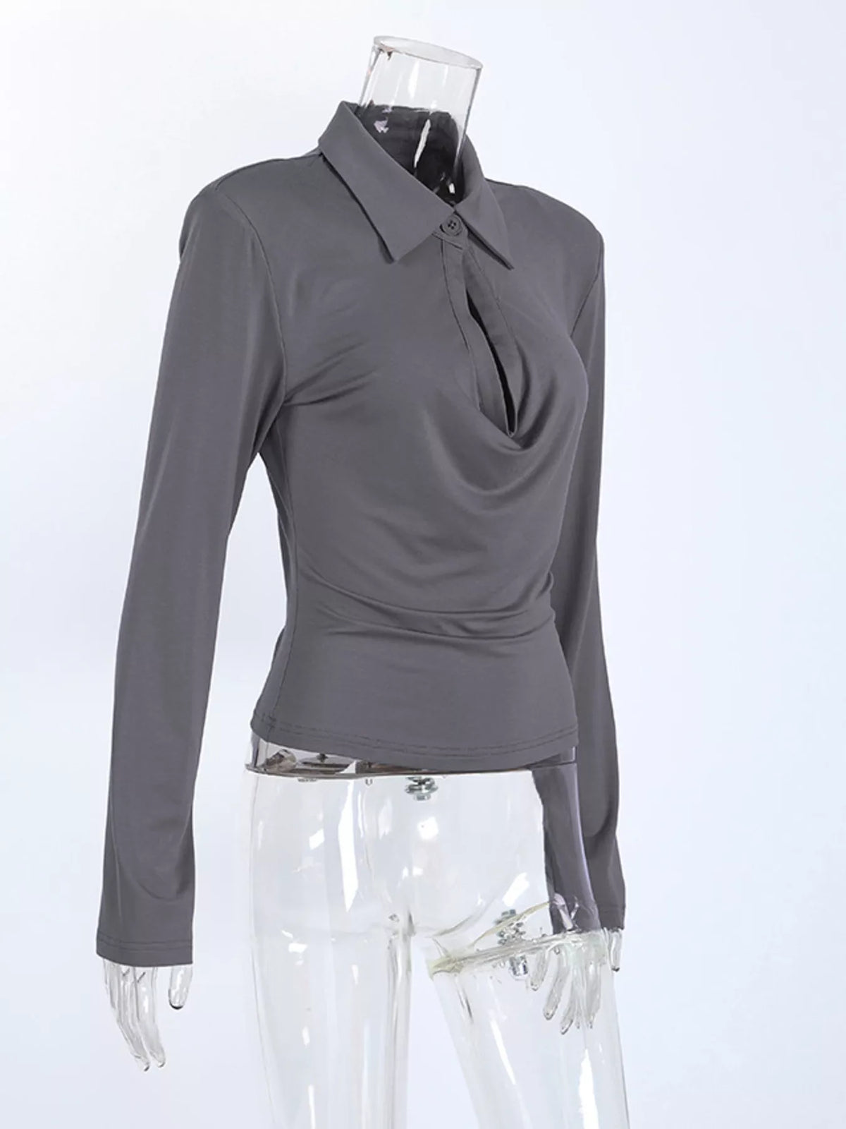 Trendsi Long-Sleeve Slim-Fit T-Shirt with Cutout Detail -
