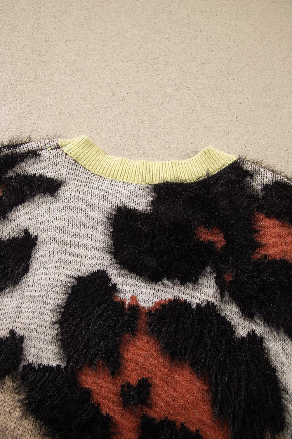 Trendsi Leopard Print Drop Shoulder Long Sleeve Round Neck Sweater -