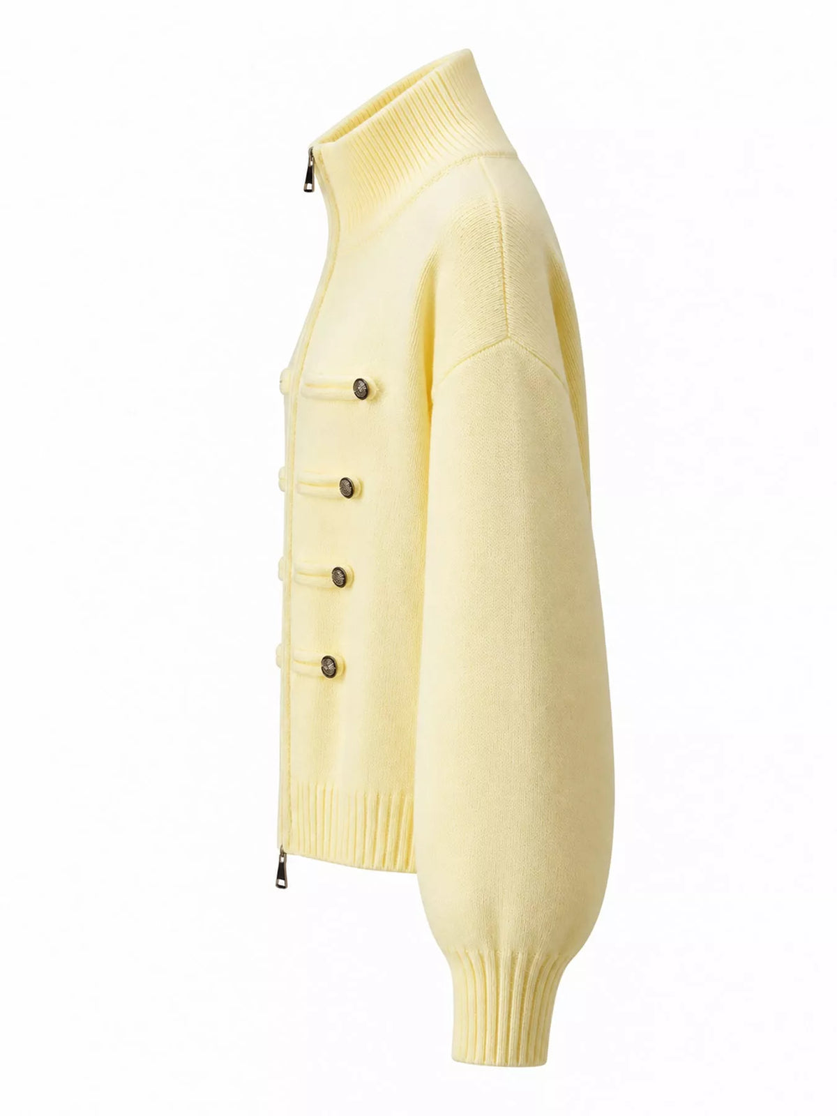 Light Yellow turtleneck zip-up cardigan
