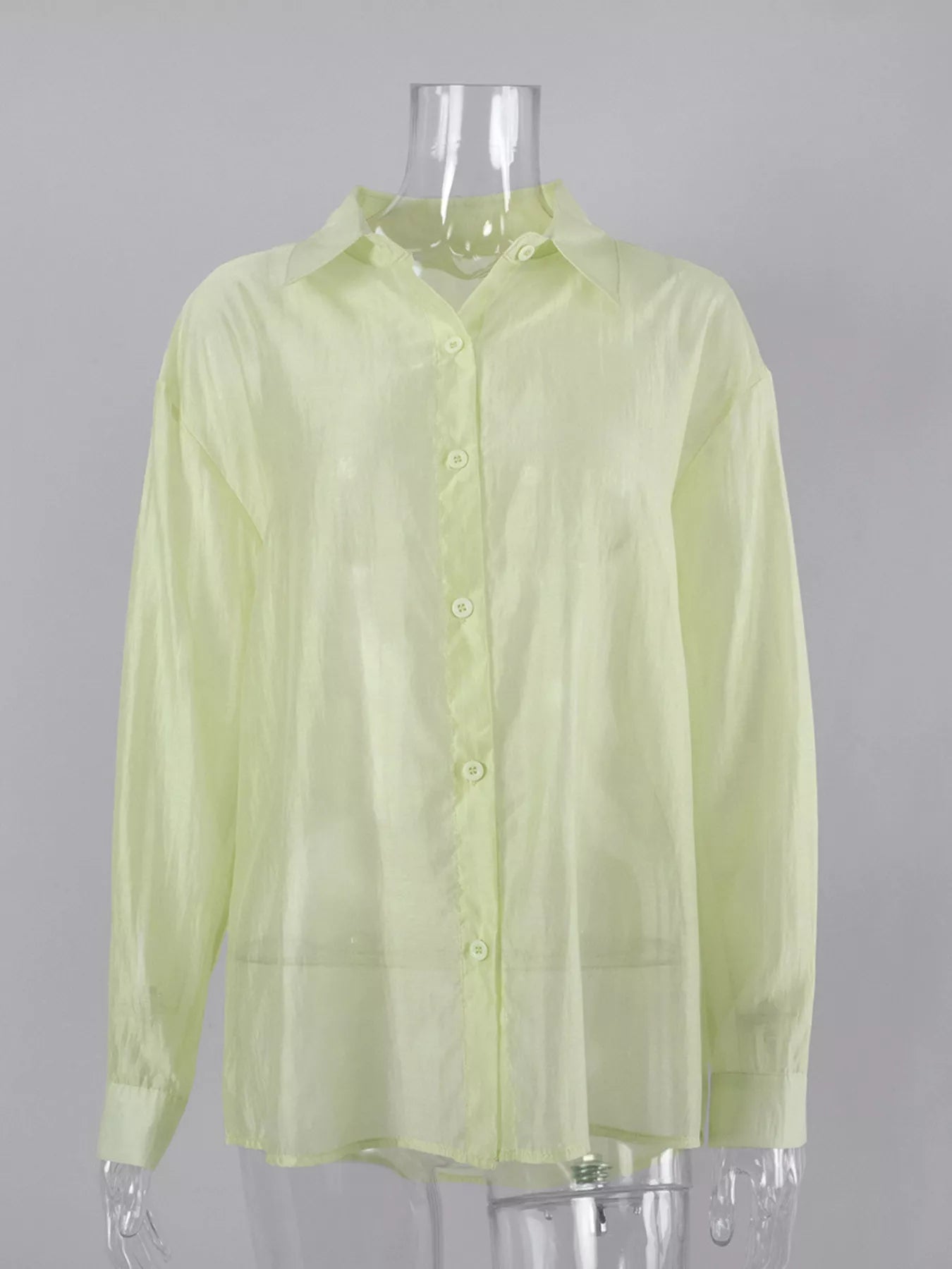 Trendsi Sheer Oversized Button-Up Shirt -