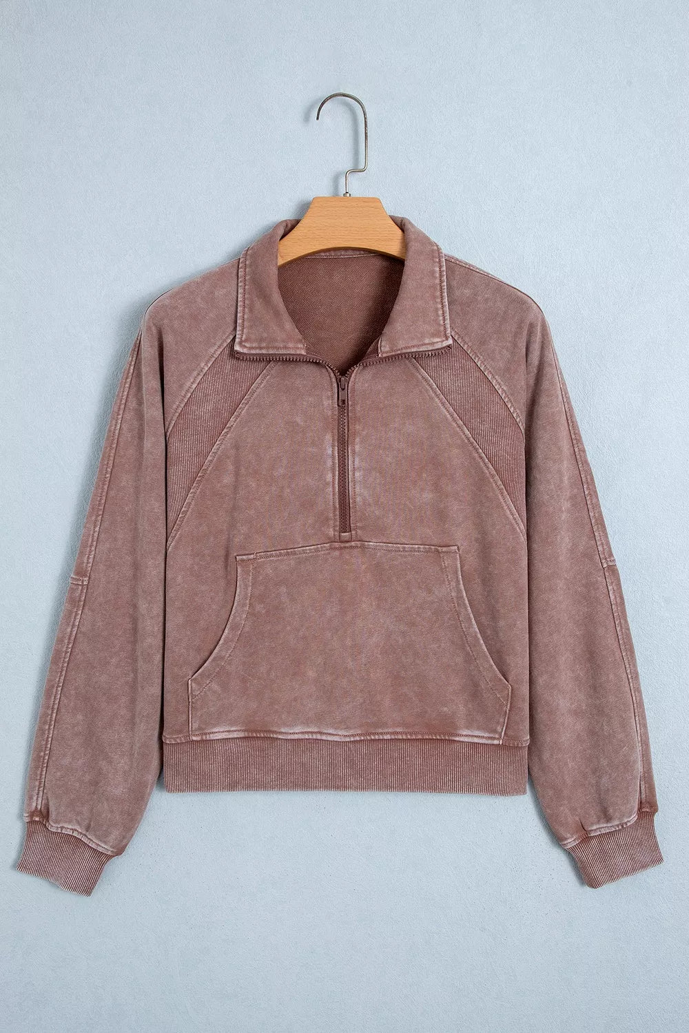 Vintage half-zip ribbed-cuff sweatshirt
