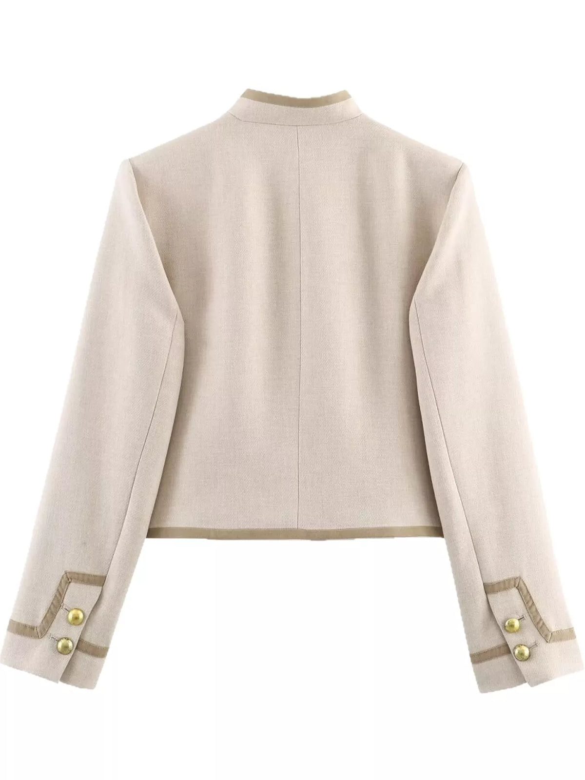 Cream button down long sleeve jacket — back view