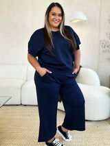 Trendsi Double Take Full Size Texture Short Sleeve Top and Pants Set -