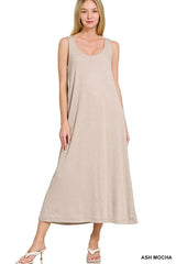 Trendsi Zenana French Terry Twisted Strap Midi Dress -