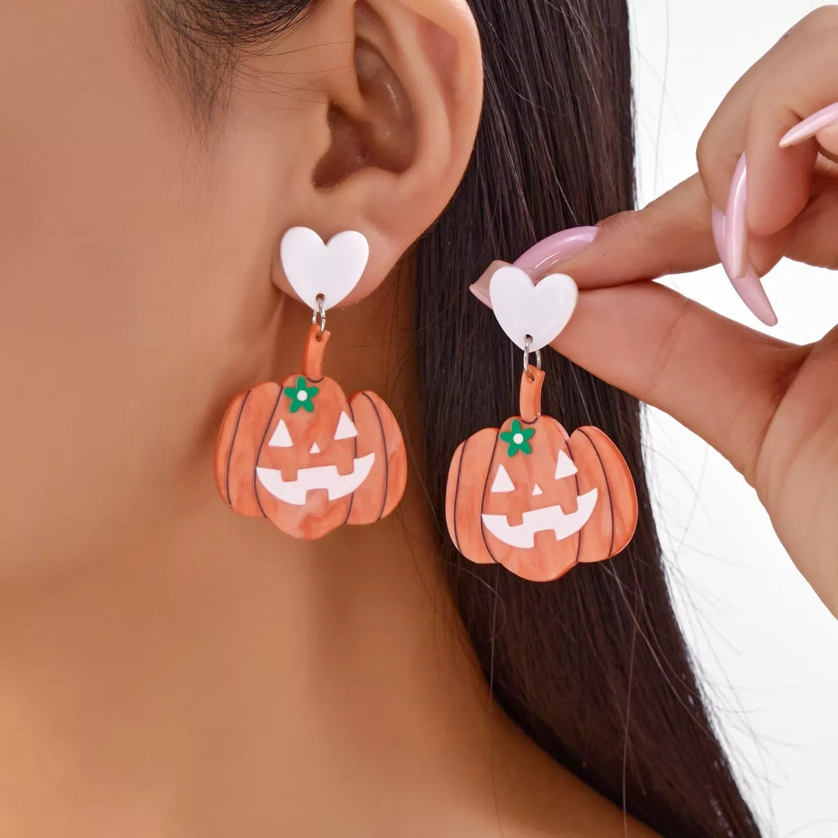 Trendsi Halloween Pumpkin Heart Drop Earrings -
