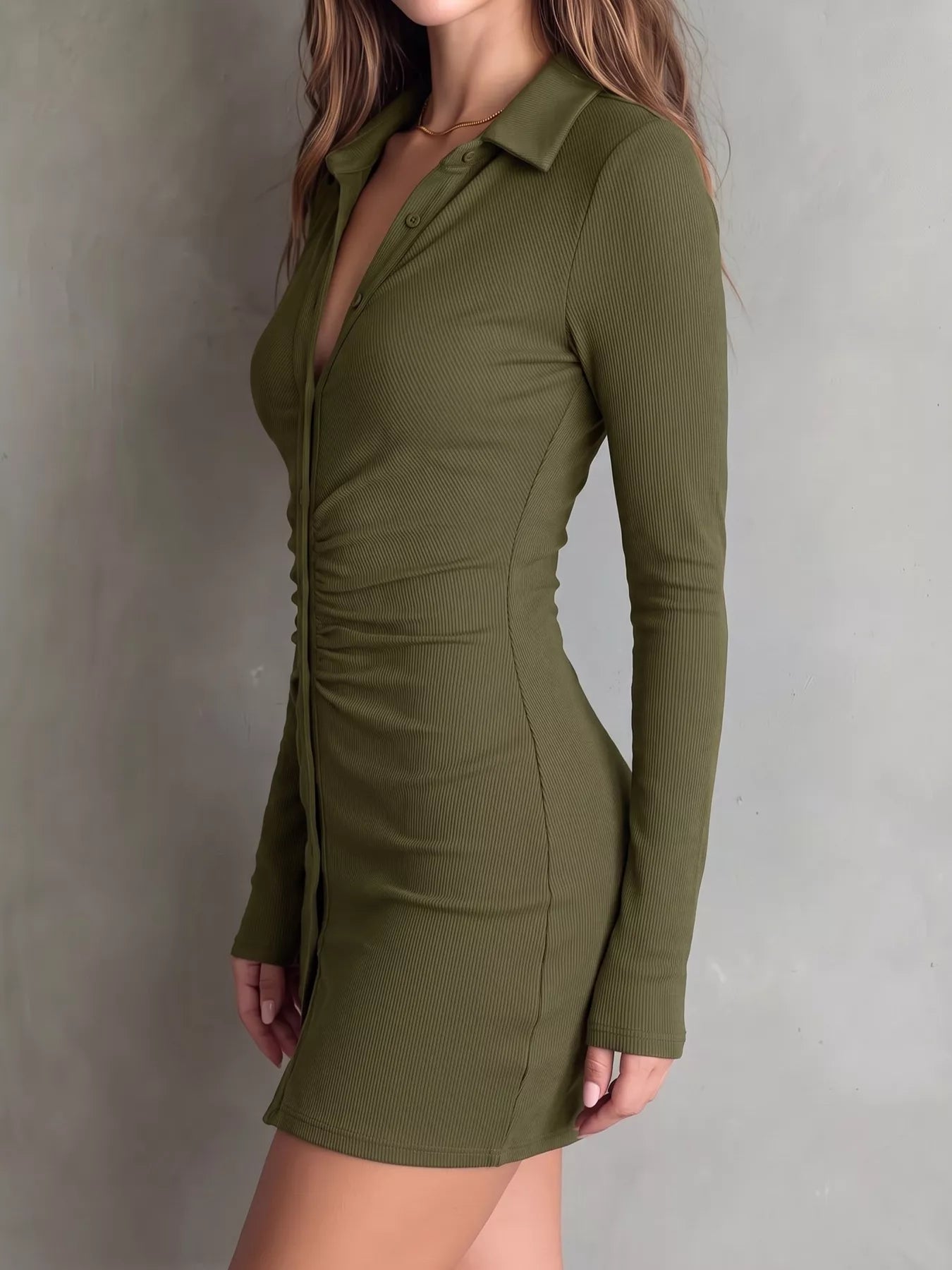 Trendsi Button-Down Bodycon Mini Dress -