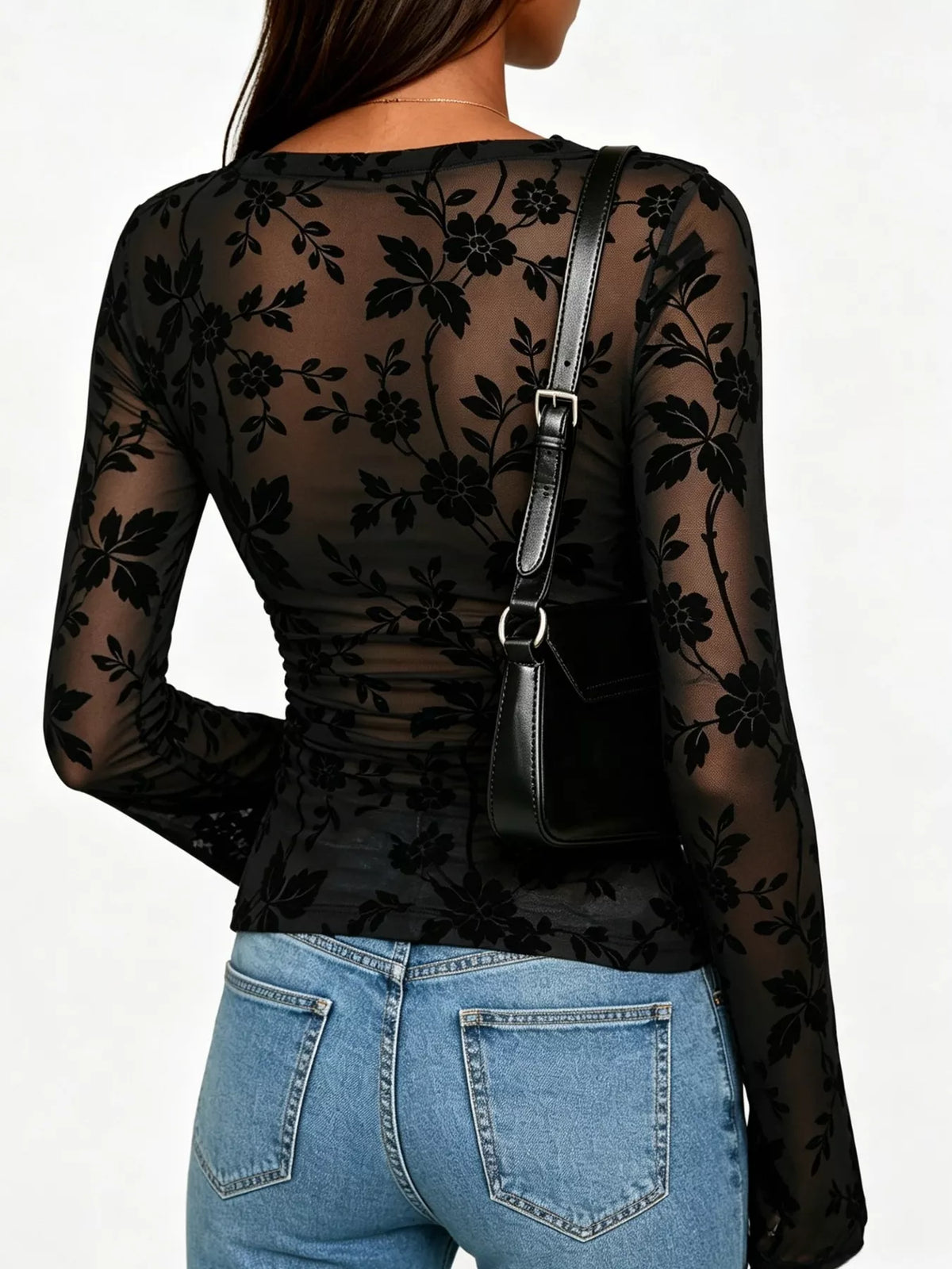Trendsi Slim Fit Floral Print Long Sleeve Top -