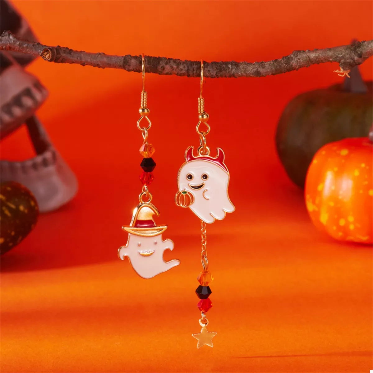 Trendsi Halloween Ghost Pumpkin Drop Earrings -