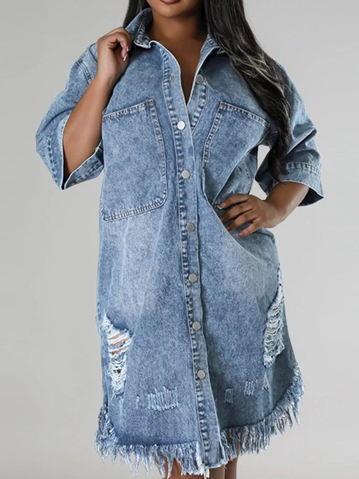 Denim dress, light blue front