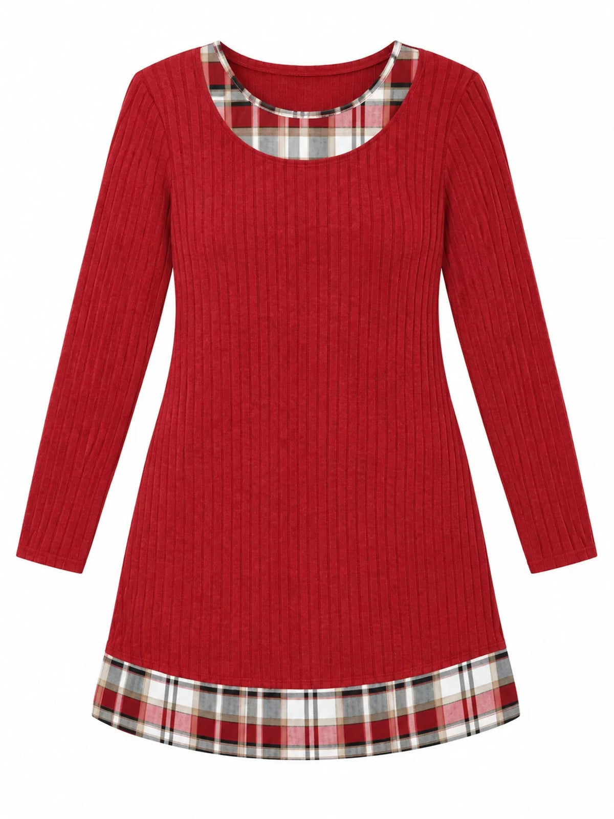 Round neck long sleeve mini dress, product view