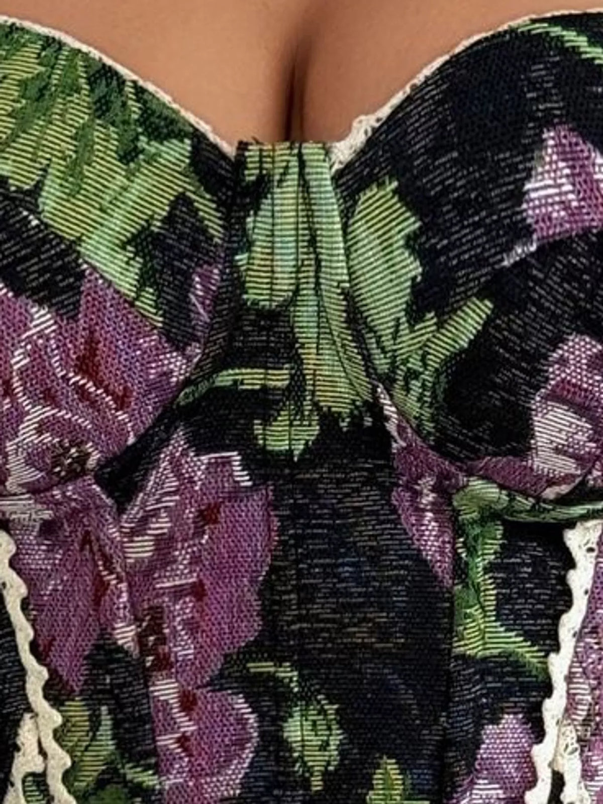 Blackish Purple lace up back printed cami, detail view