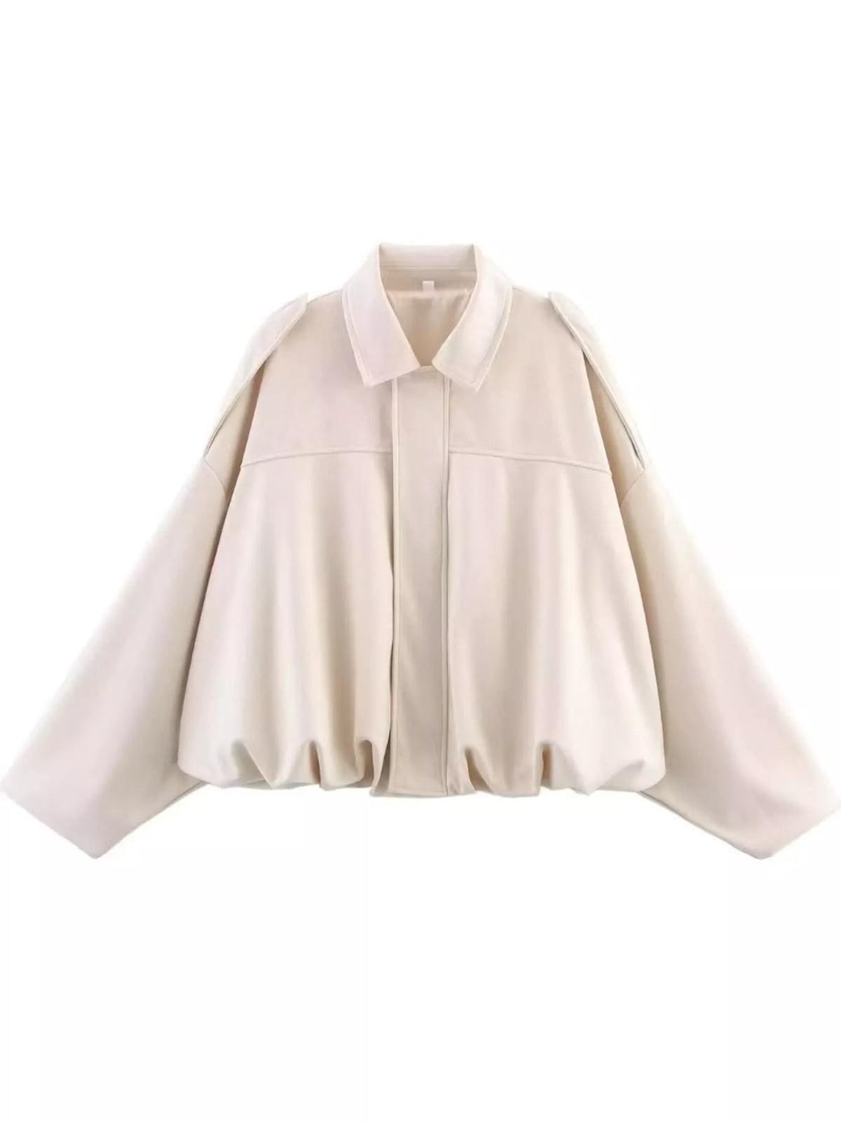 Oversized zip jacket, ivory flat front