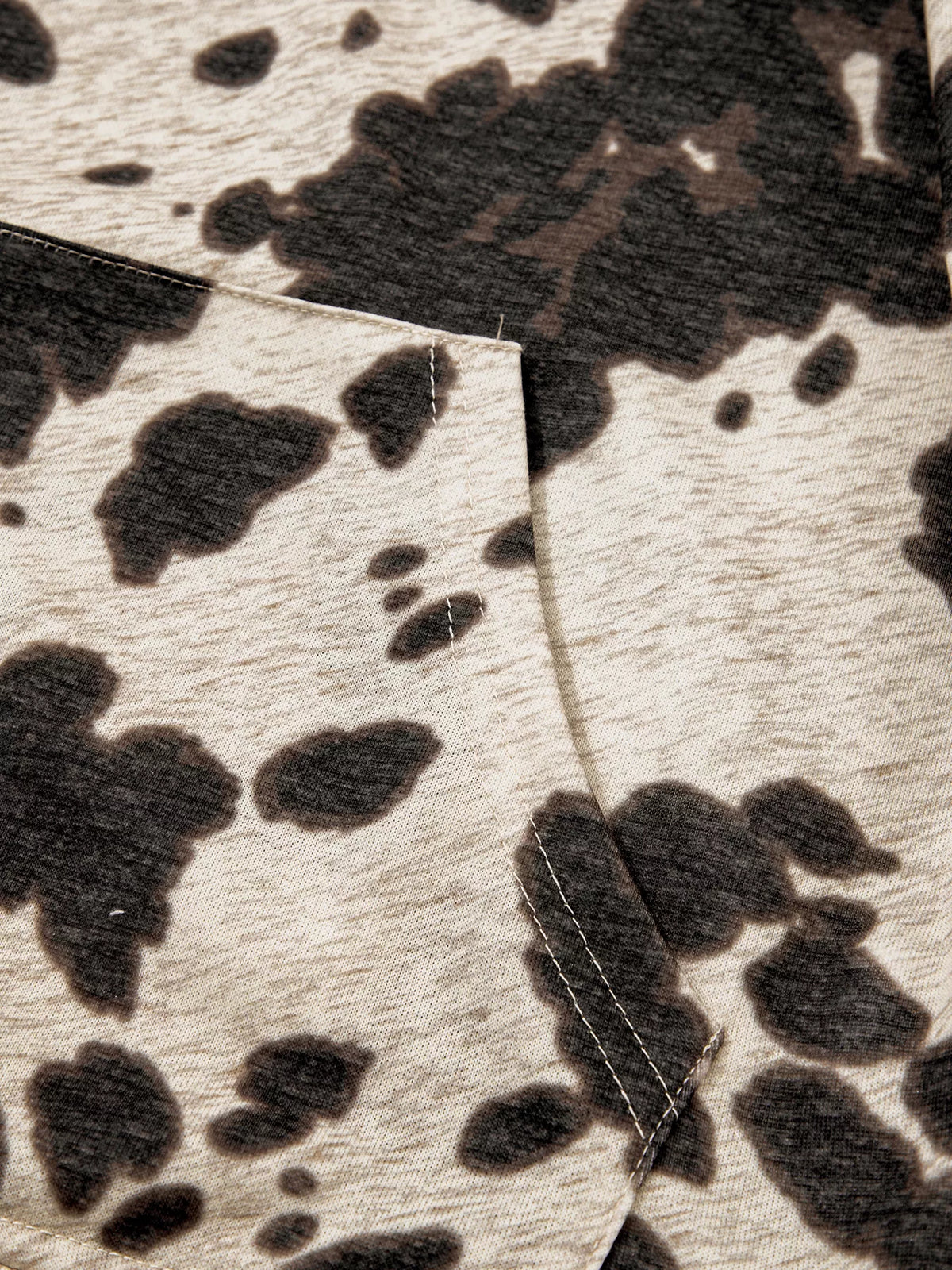 Cow Print Pocket Hoodie in multicolour, construction detail