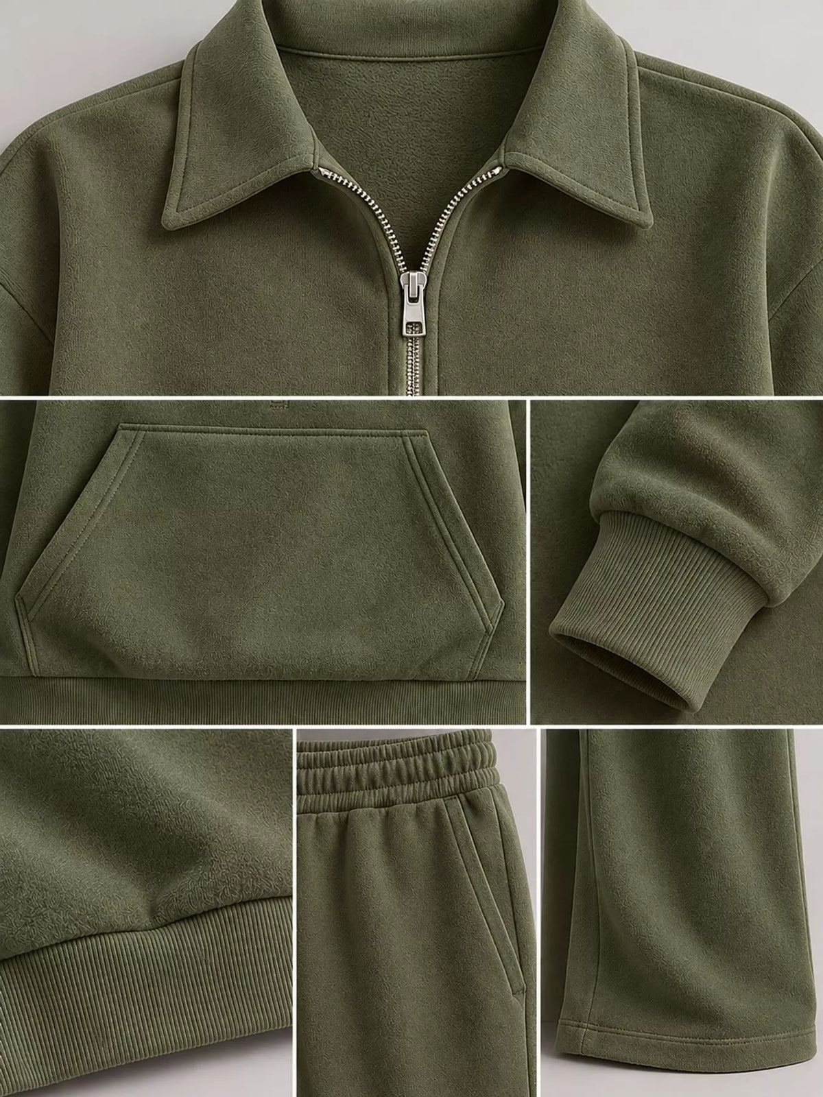 Collared long sleeve outfit set, construction and design details