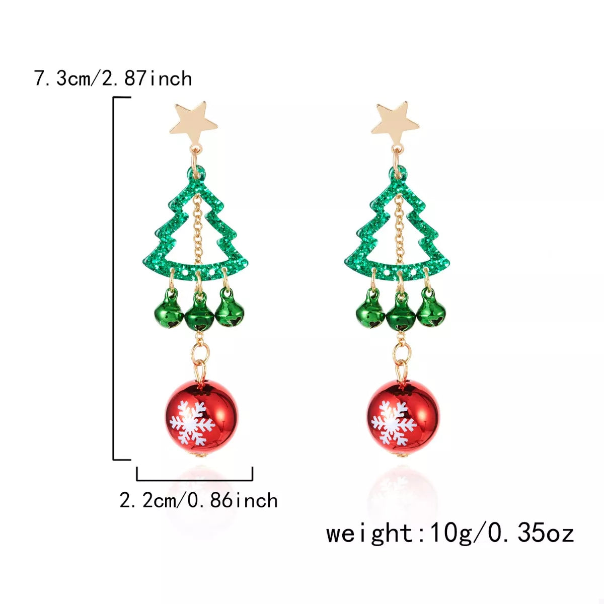 Trendsi Christmas Tree Ball Drop Earrings -